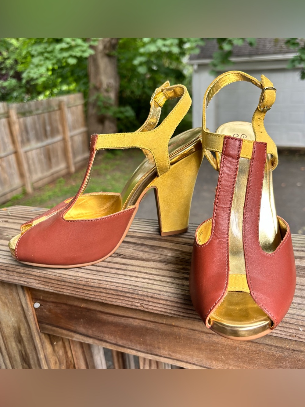 Retro Peep Toe Block Heel Seychelles T-Strap Heeled Sandals